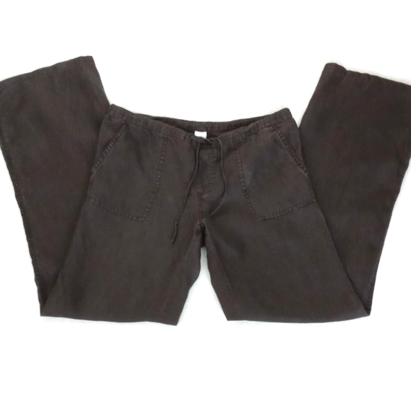 *Relisted London Jean Women's Sun Kissed Brown Drawstring Wide Leg Linen Pants 4 - Picture 6 of 10